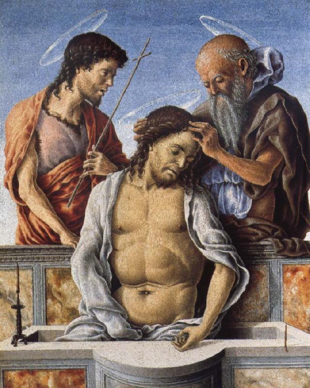 Marco Zoppo THe Dead Christ with Saint John the Baptist and Saint Jerome